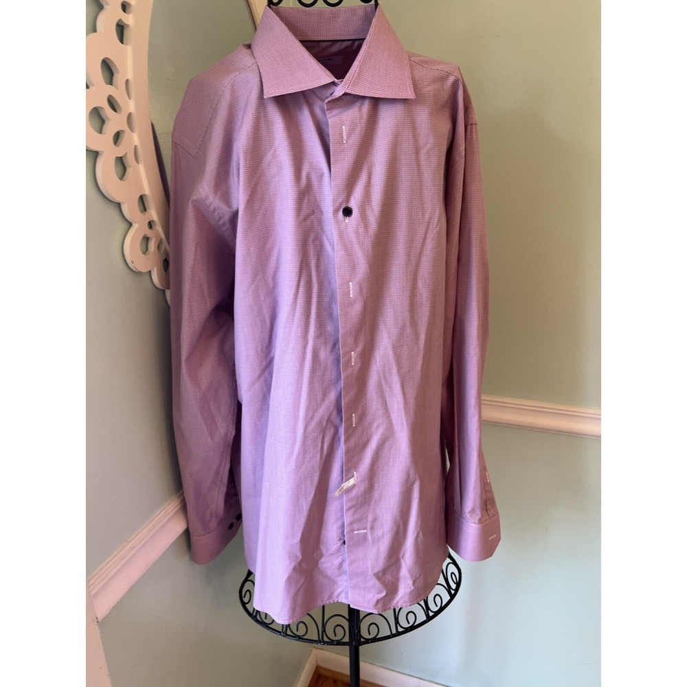 ETON Shirt Mens Sz XL 43-17 Button Up L/A Check‎ Plaid Contemporary Brighton